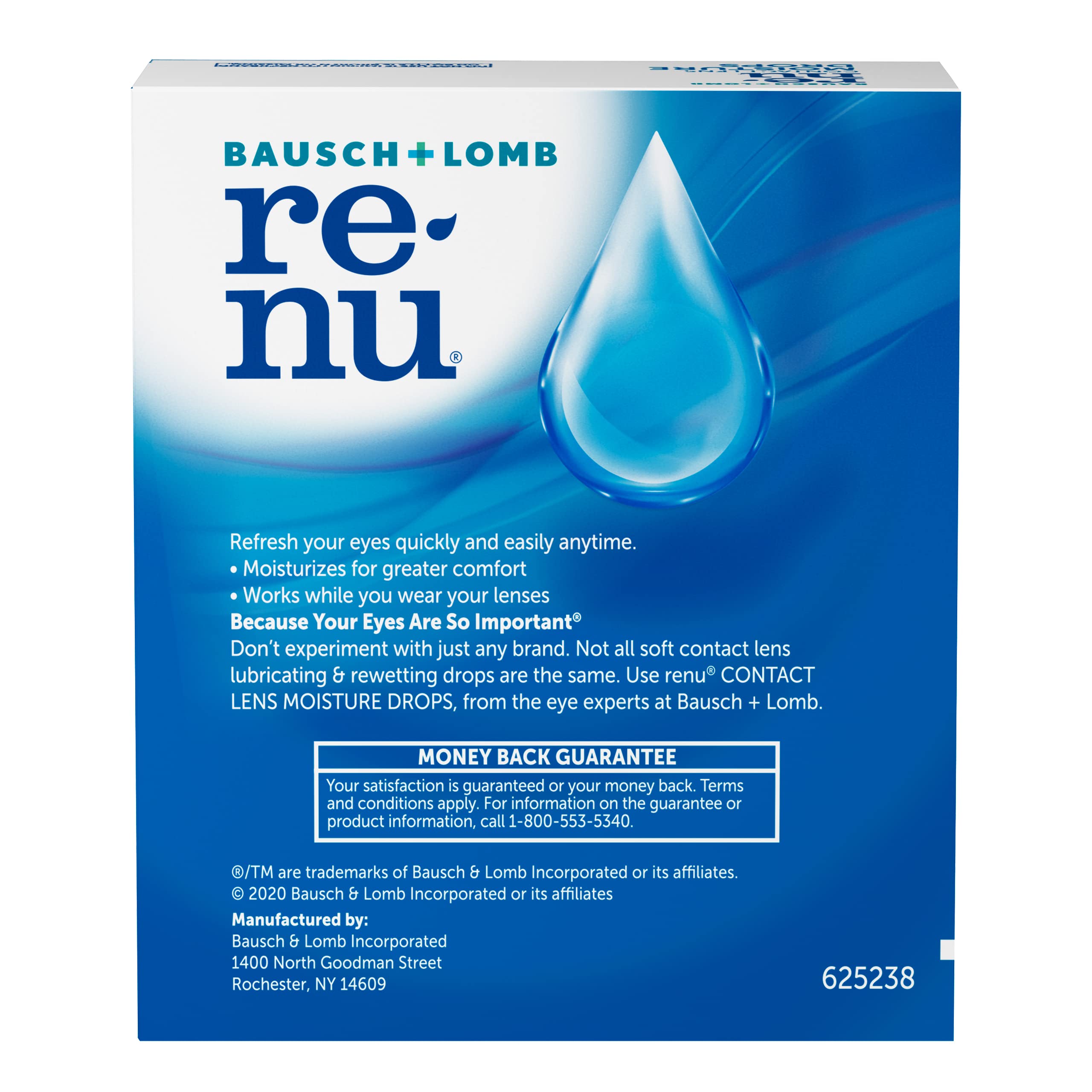 Renu MultiPlus drops pack of 2 providing moist lens comfort.