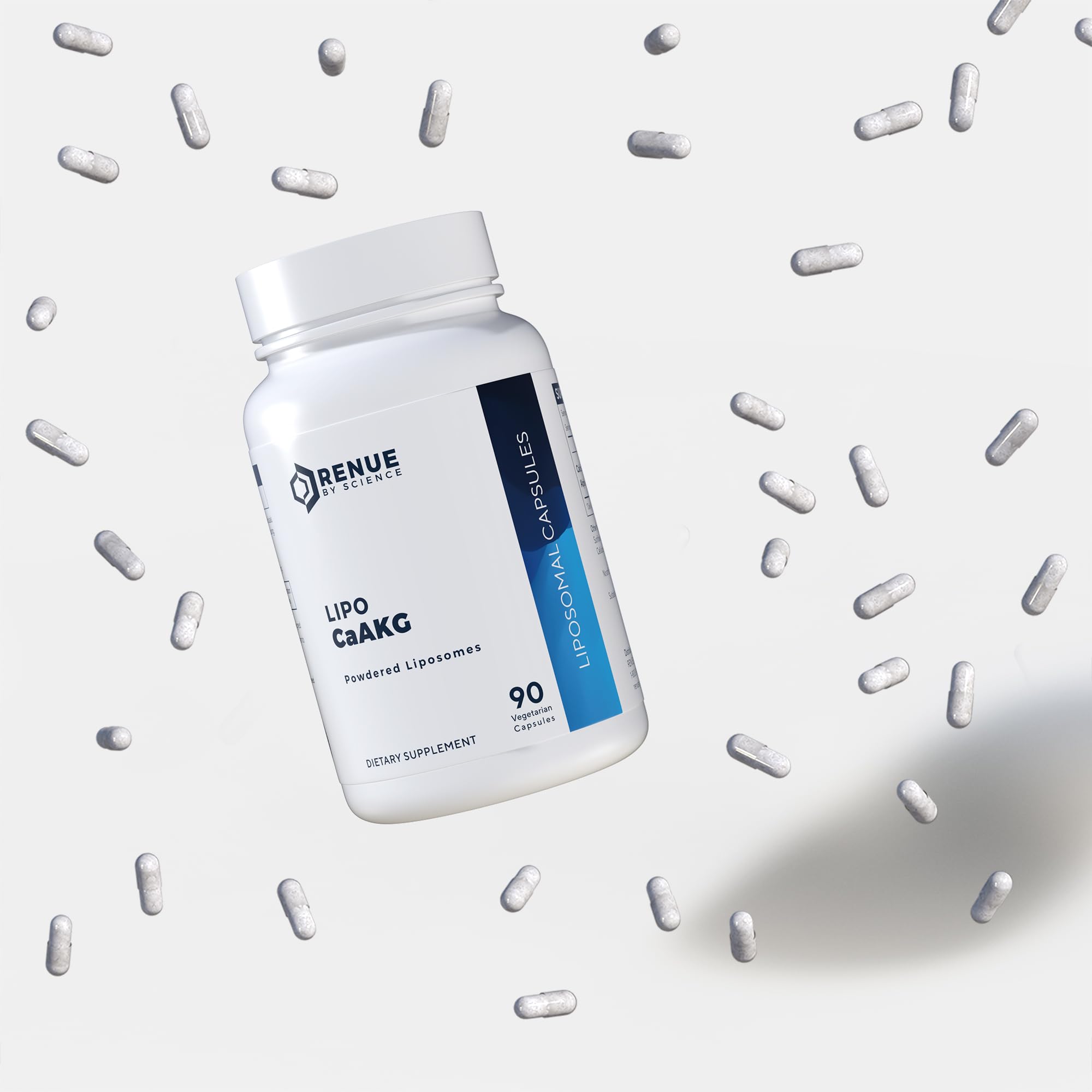 Renue By Science CA AKG capsules dispensed for convenient daily use.