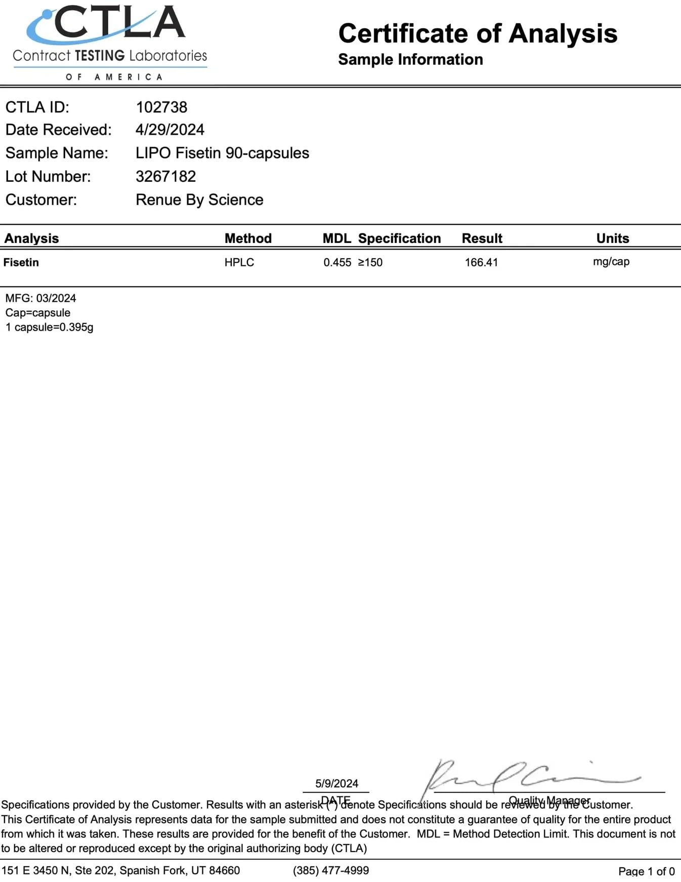 Renue By Science Fisetin produced in a GMP-certified USA facility for quality.