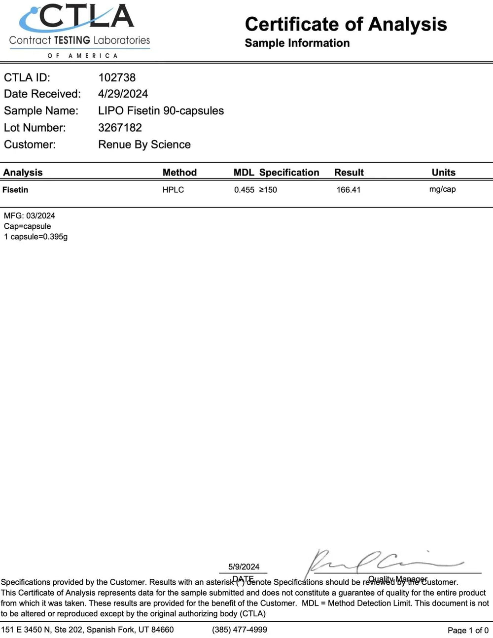 Renue By Science Fisetin produced in a GMP-certified USA facility for quality.
