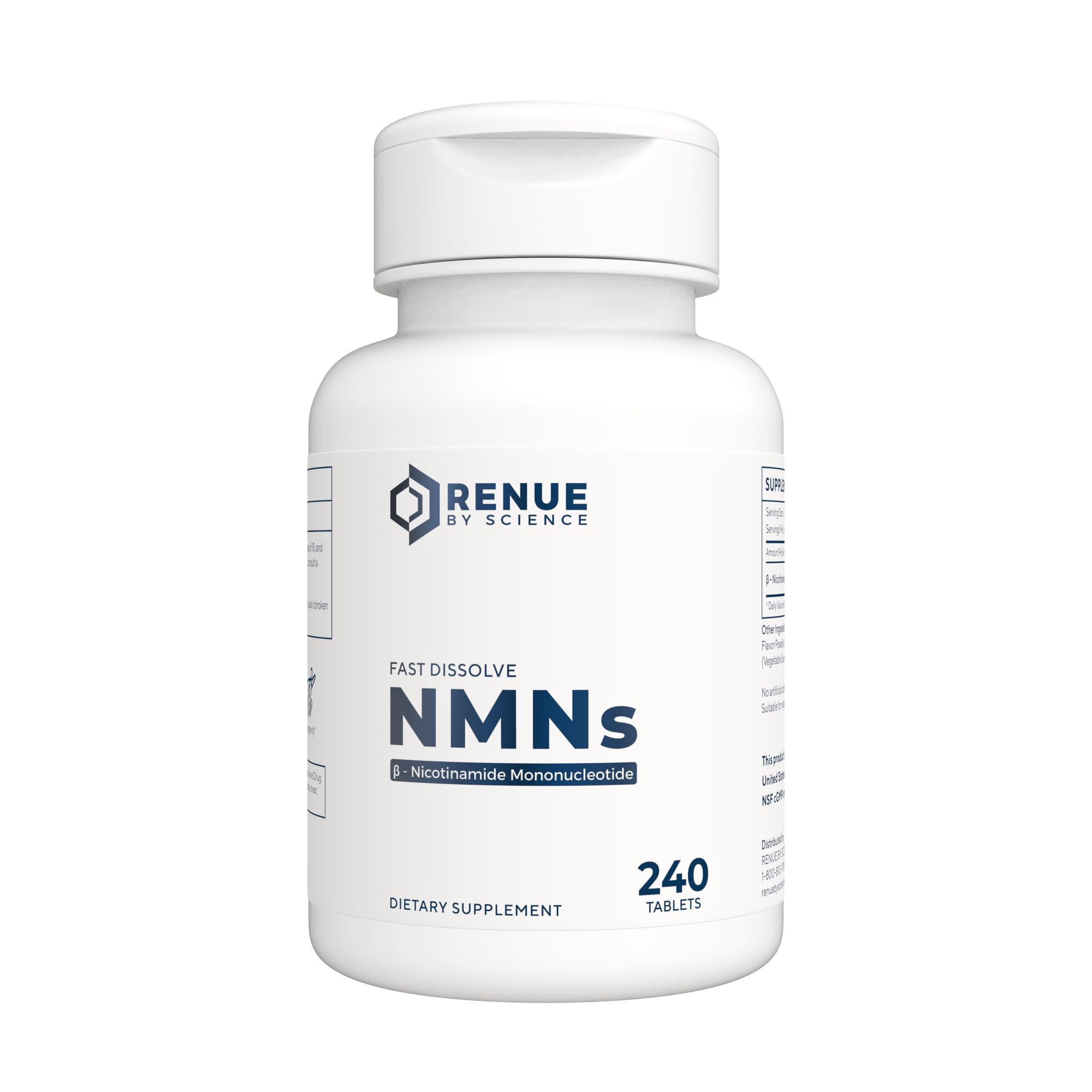 Renue By Science NMN packaging showing lemon-flavor chewables for daily use