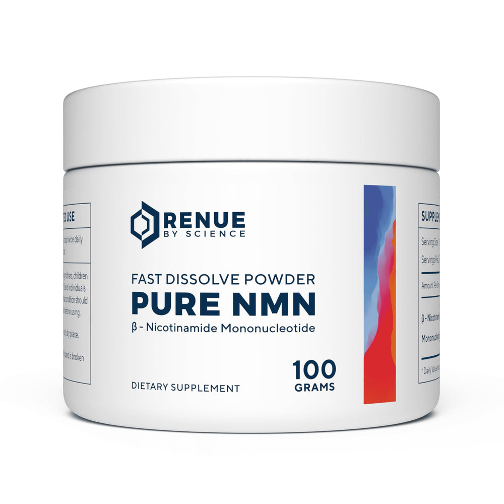 RENUE by Science NMN powder bottle for convenient daily intake.