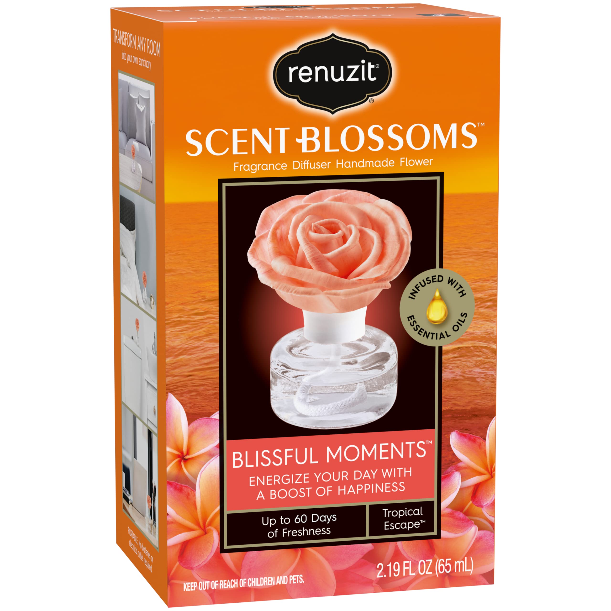 Close-up of Renuzit Snuggle Scent Blossoms diffuser showing handcrafted petals.