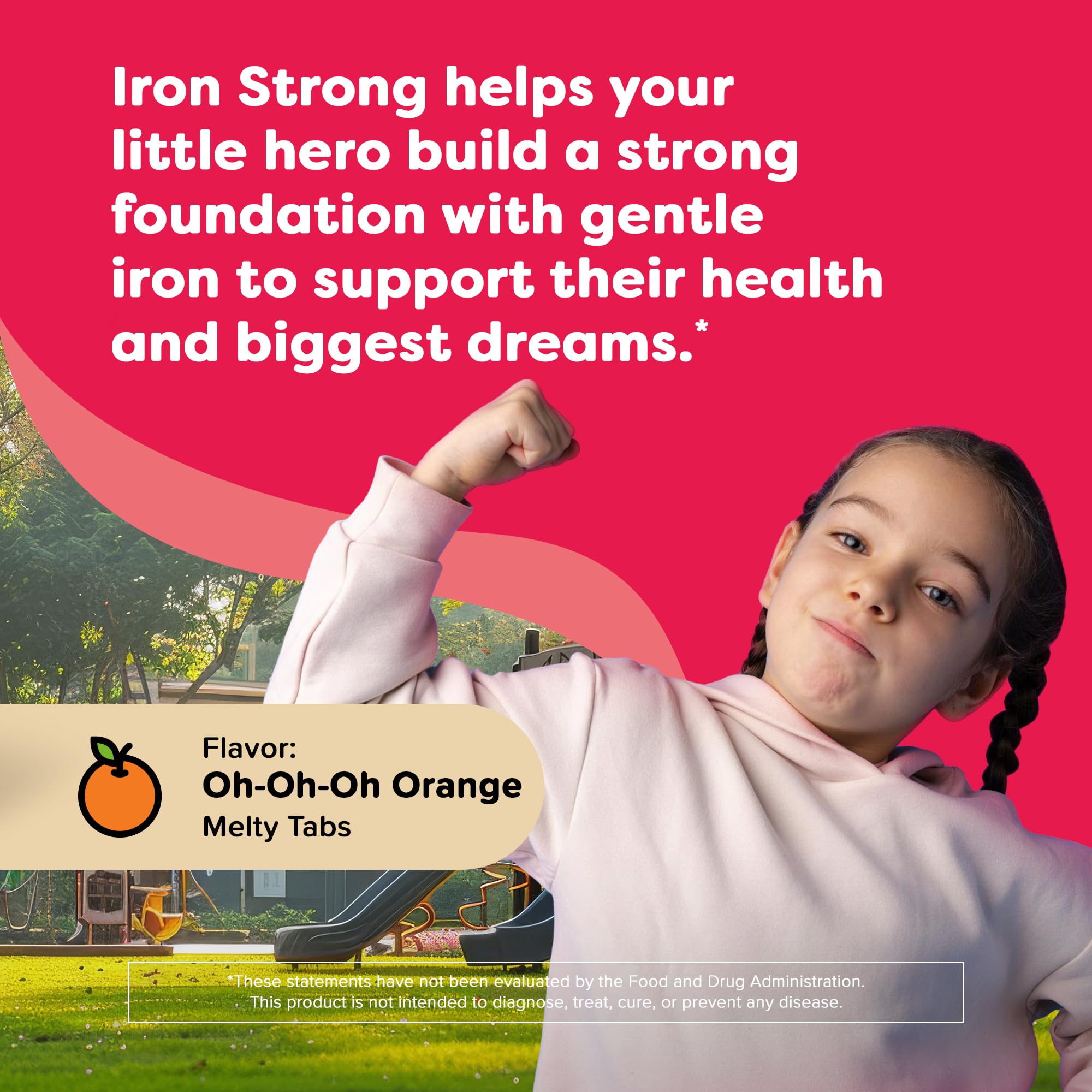 Renzo's Kids Iron Melts dissolving in water for quick, kid-friendly intake.
