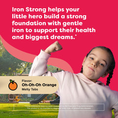 Renzo's Kids Iron Melts dissolving in water for quick, kid-friendly intake.