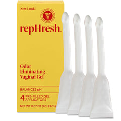 Rephresh Odor Eliminating Gel bottle for discreet, long-lasting odor control.