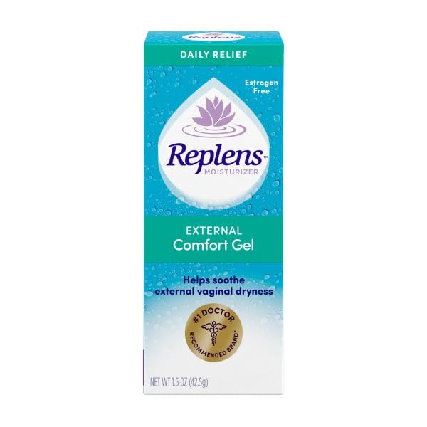 Replens external comfort gel lifestyle-use shot hints at comfortable moments.