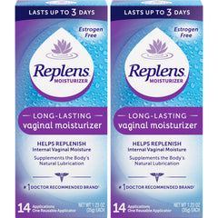 Replens two-pack tubes on display demonstrating discreet, mess-free application.