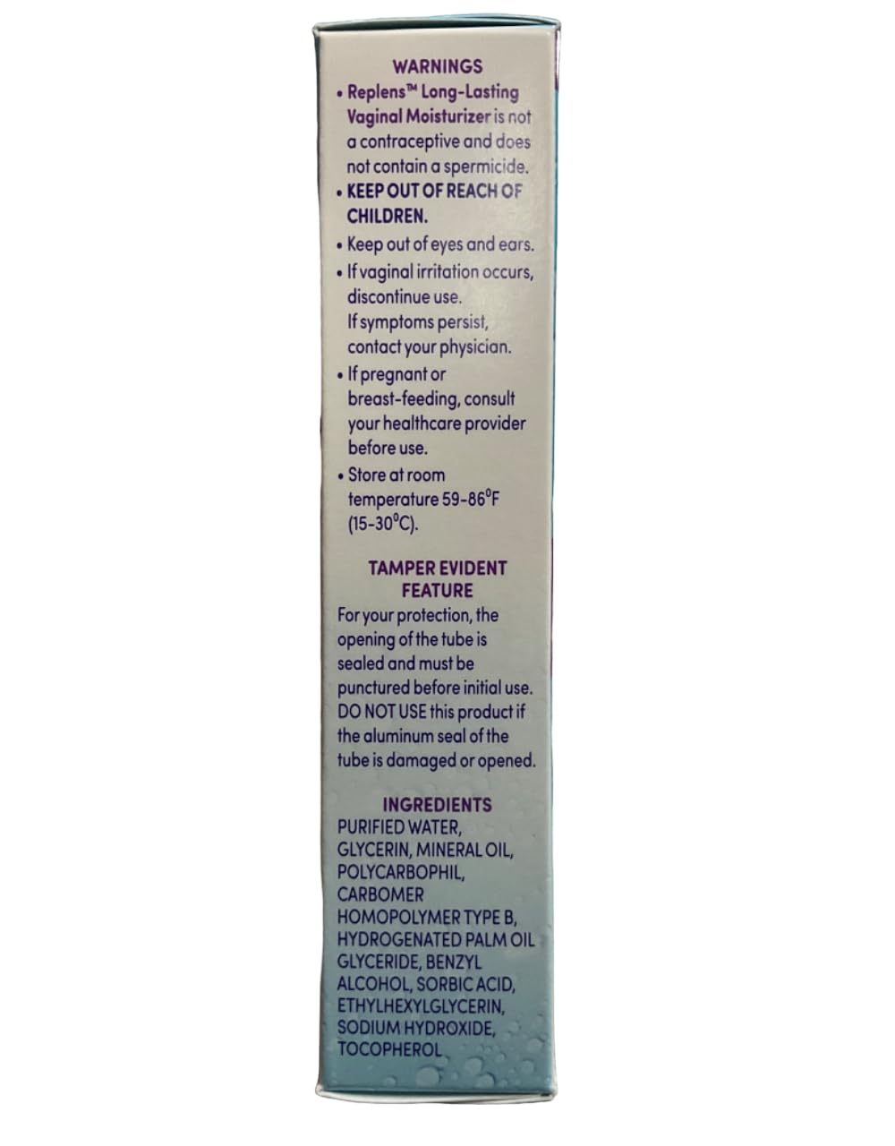 Replens packaging indicates 14 applications for lasting moisture