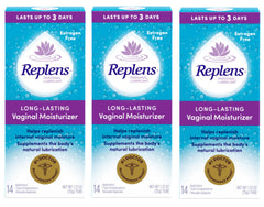 Replens three-pack bottles show long-lasting moisture and convenience.