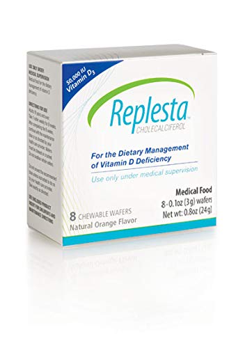 Replesta 50,000 IU Vitamin D3 chewable wafer close-up for weekly dosing