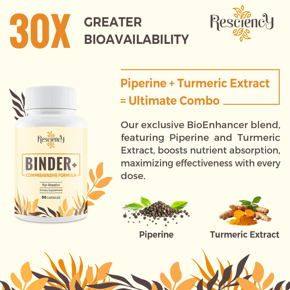 Detox Binder ingredient panel highlights botanicals for gut support.