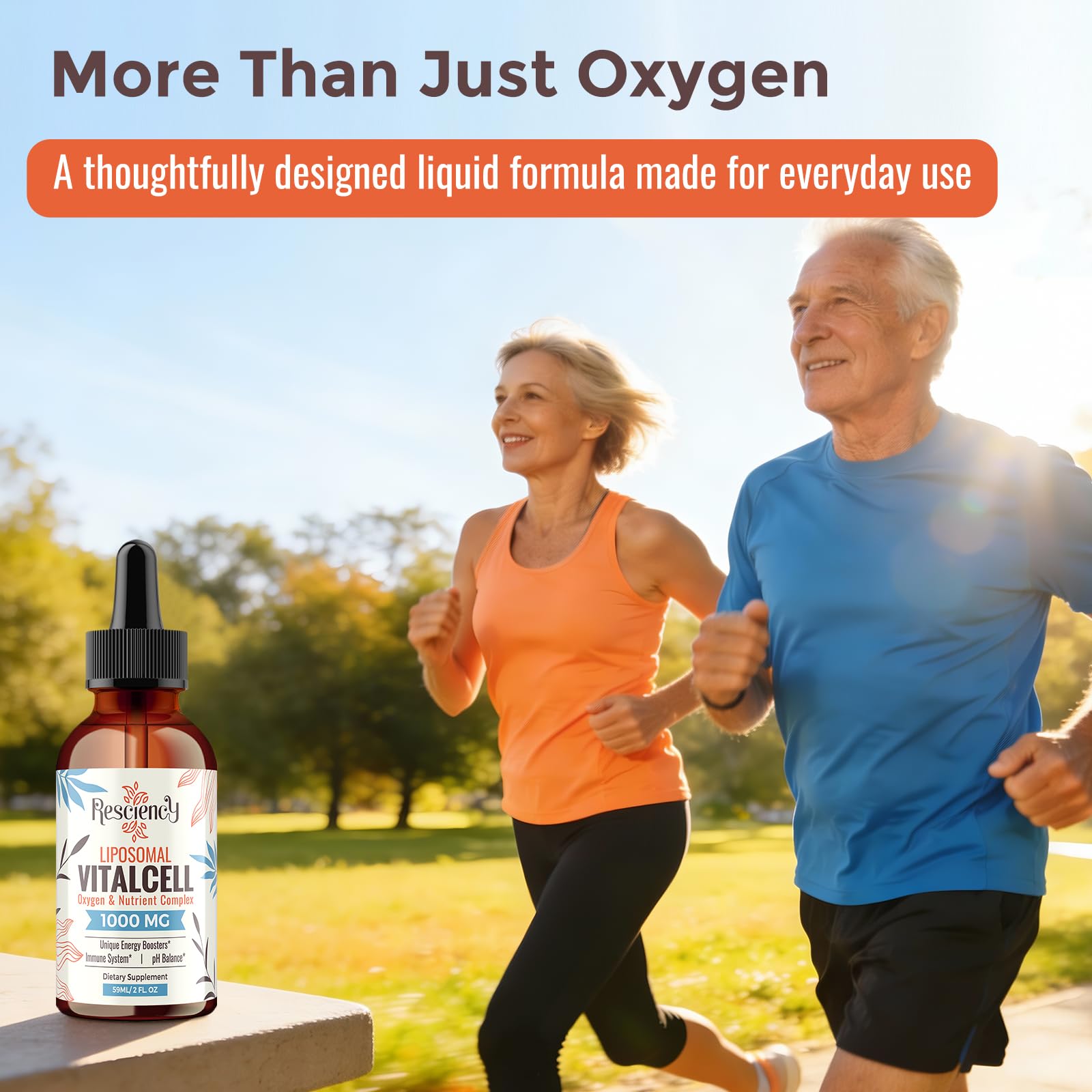 Resciency lifestyle shot demonstrates easy addition to beverages.