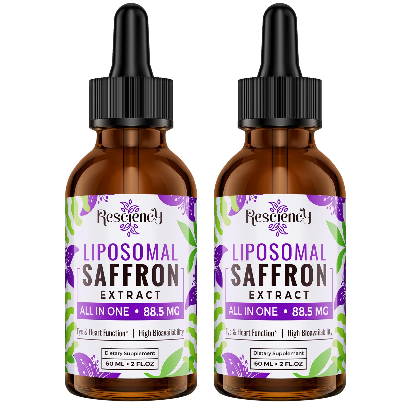 Resciency saffron drops bottle for daily mood and focus support