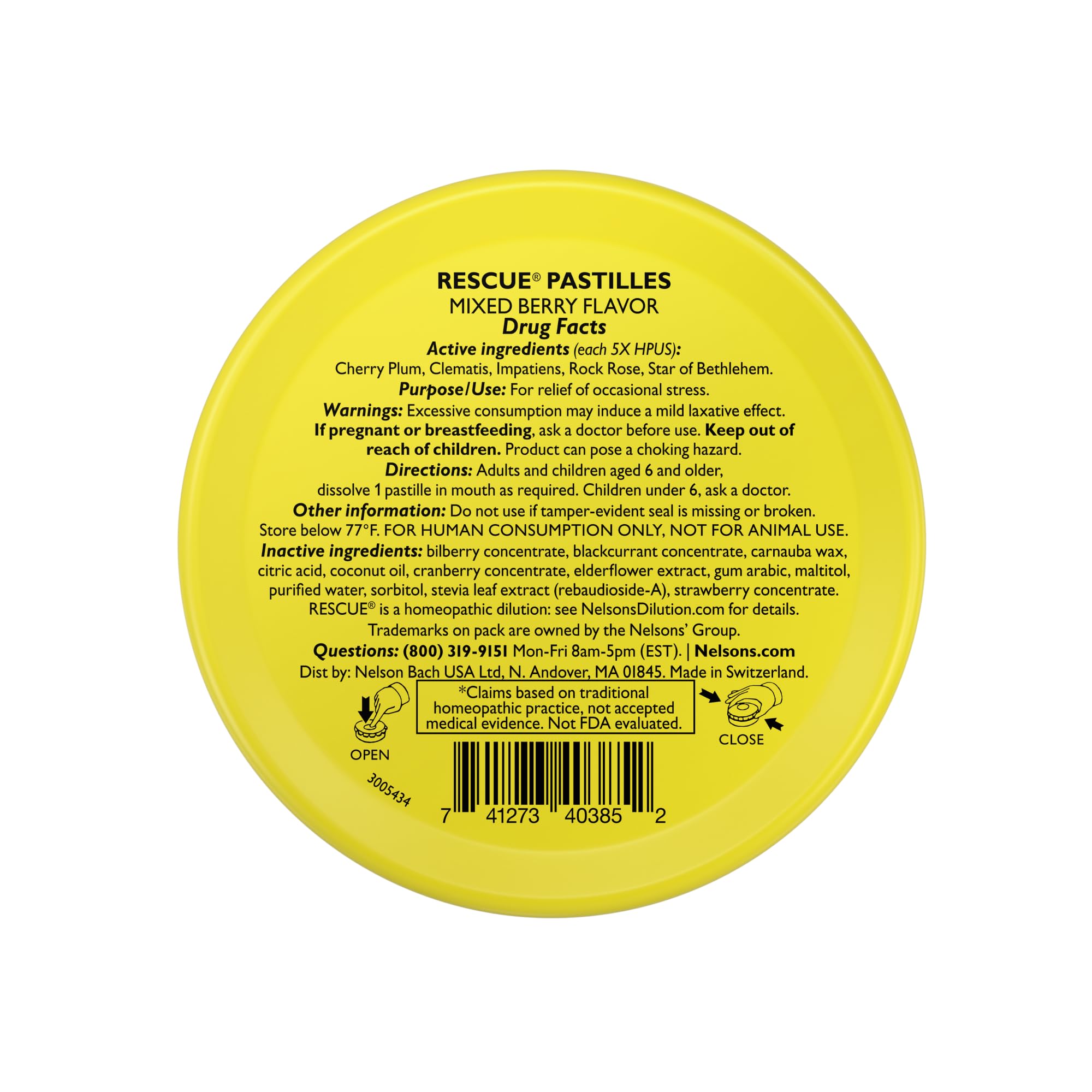 RESCUE Bach PASTILLES mixed berry lozenges close-up with glossy texture