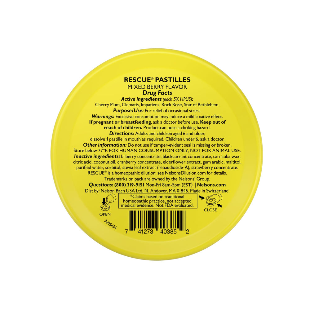 RESCUE Bach PASTILLES mixed berry lozenges close-up with glossy texture