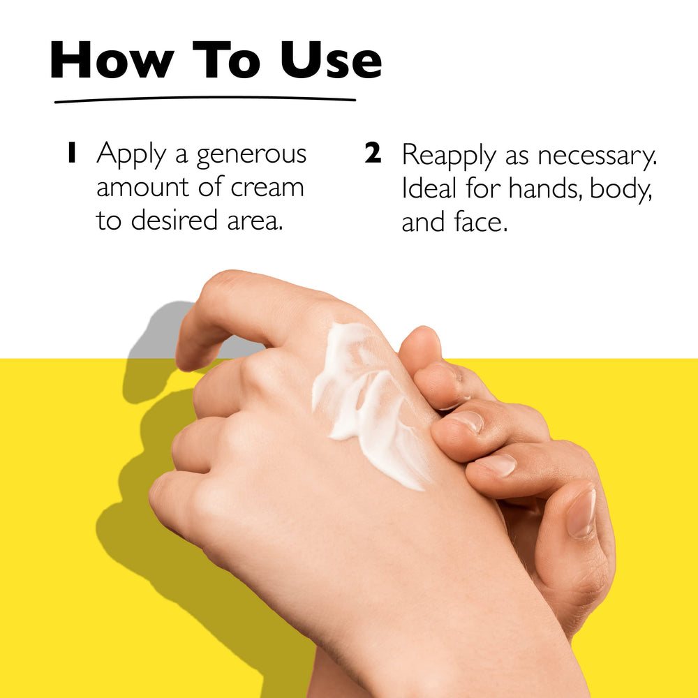 RESCUE Cream applied to face and body for moisture.