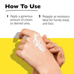 RESCUE Cream applied to face and body for moisture.