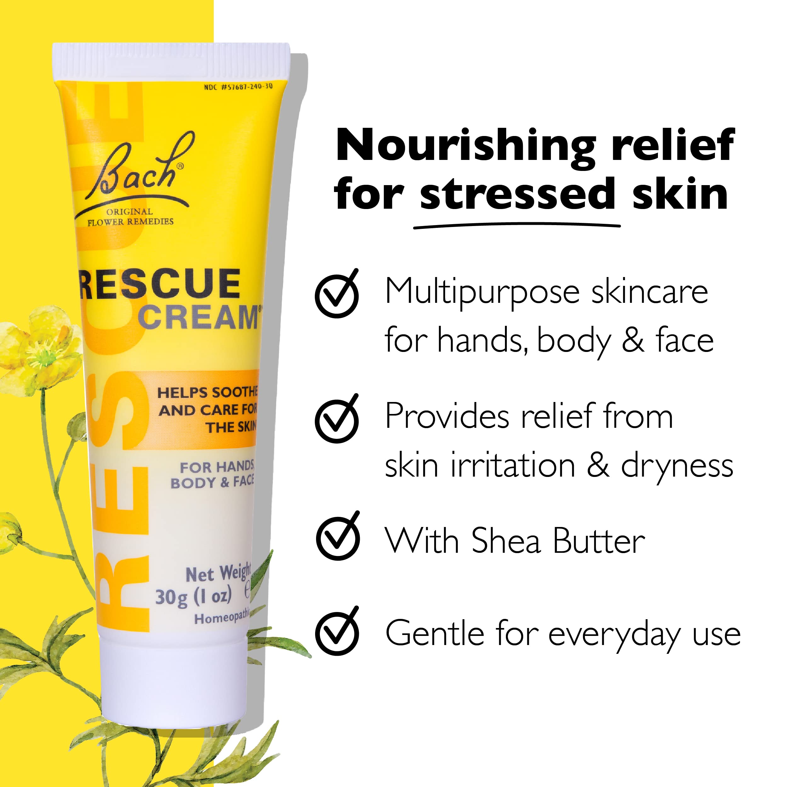 RESCUE Cream texture close-up, silky and non-greasy hydration.