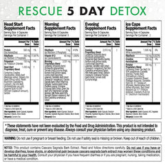 Rescue Detox 72 count capsules close-up showing tablet texture and labeling