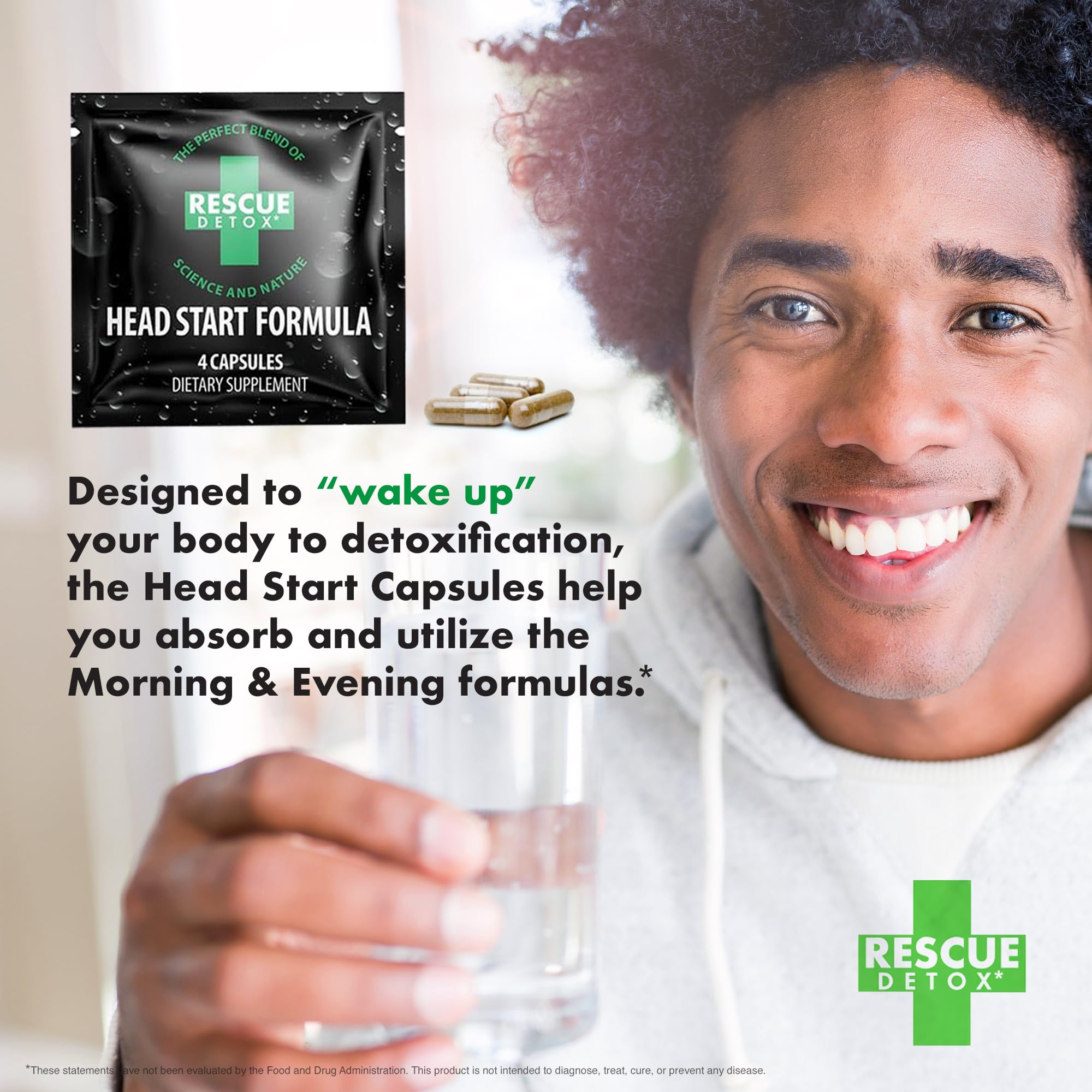 Rescue Detox bonus ice capsules on tray illustrating enhanced detox support