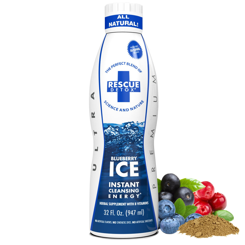 Rescue Detox ICE Blueberry bottle front view for at home use and flavor enjoyment