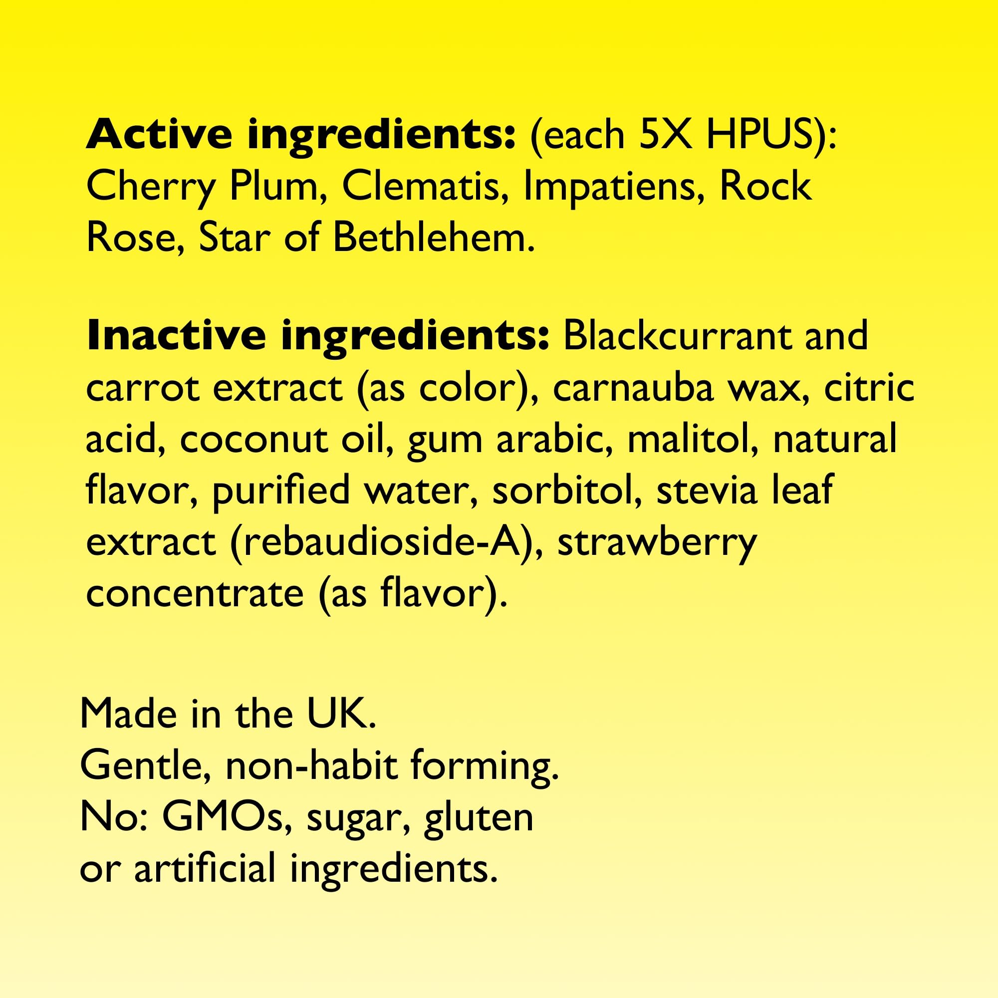 RESCUE Kids Pastilles no artificial ingredients label