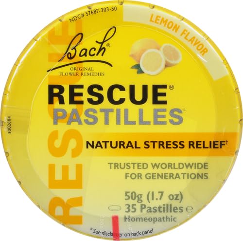 RESCUE pastilles lemon tube back showing label and ingredients
