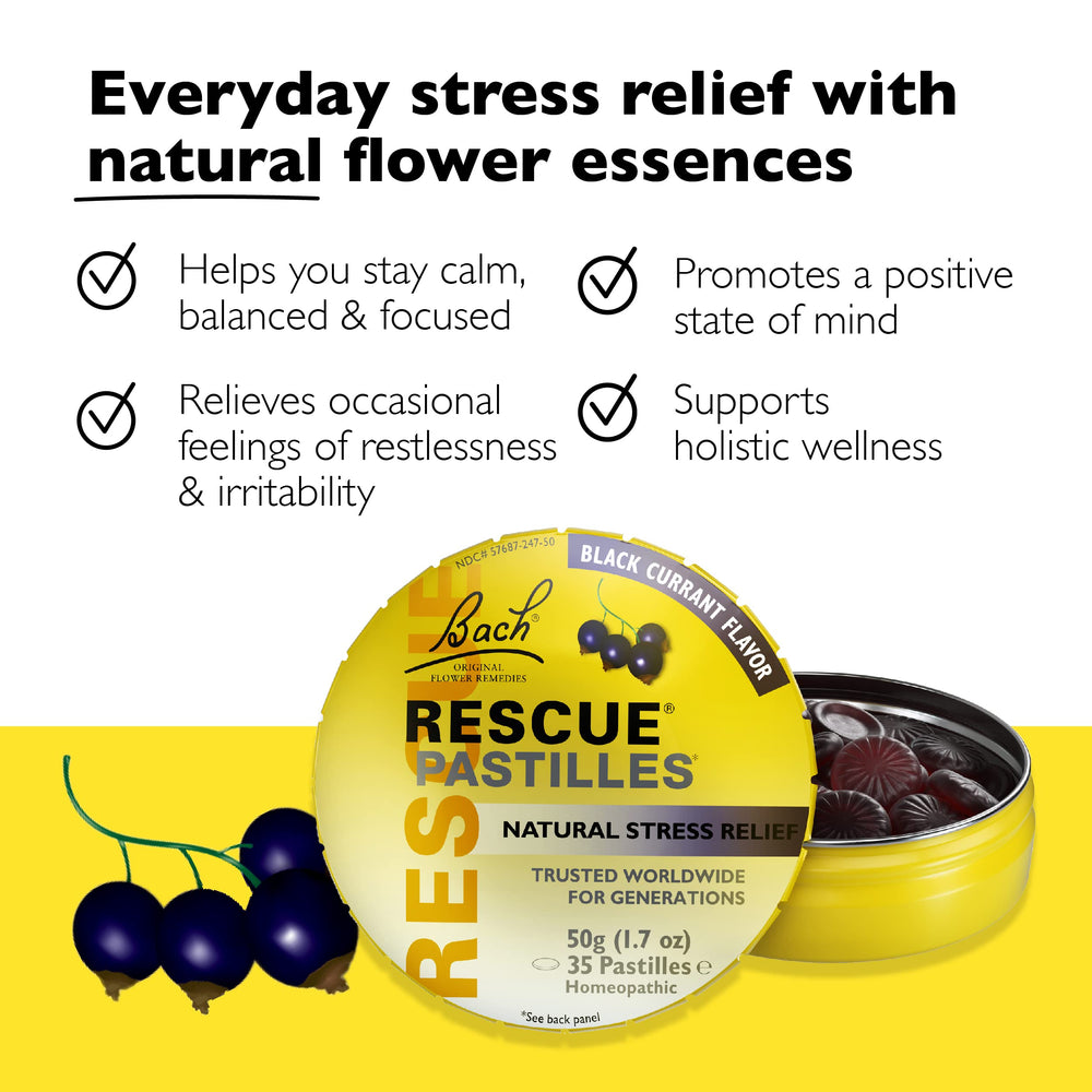RESCUE pastilles pack open showing sugar free calming option