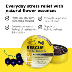 RESCUE pastilles pack open showing sugar free calming option