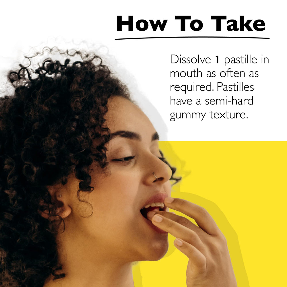 RESCUE Pastilles packaging highlighting gluten-free and sugar-free benefits.