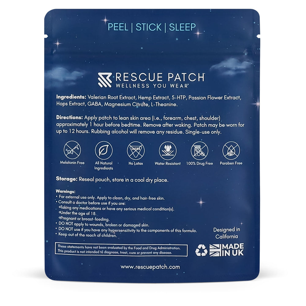 Rescue Patch natural ingredients label communicates transparent formulation and clean sourcing.