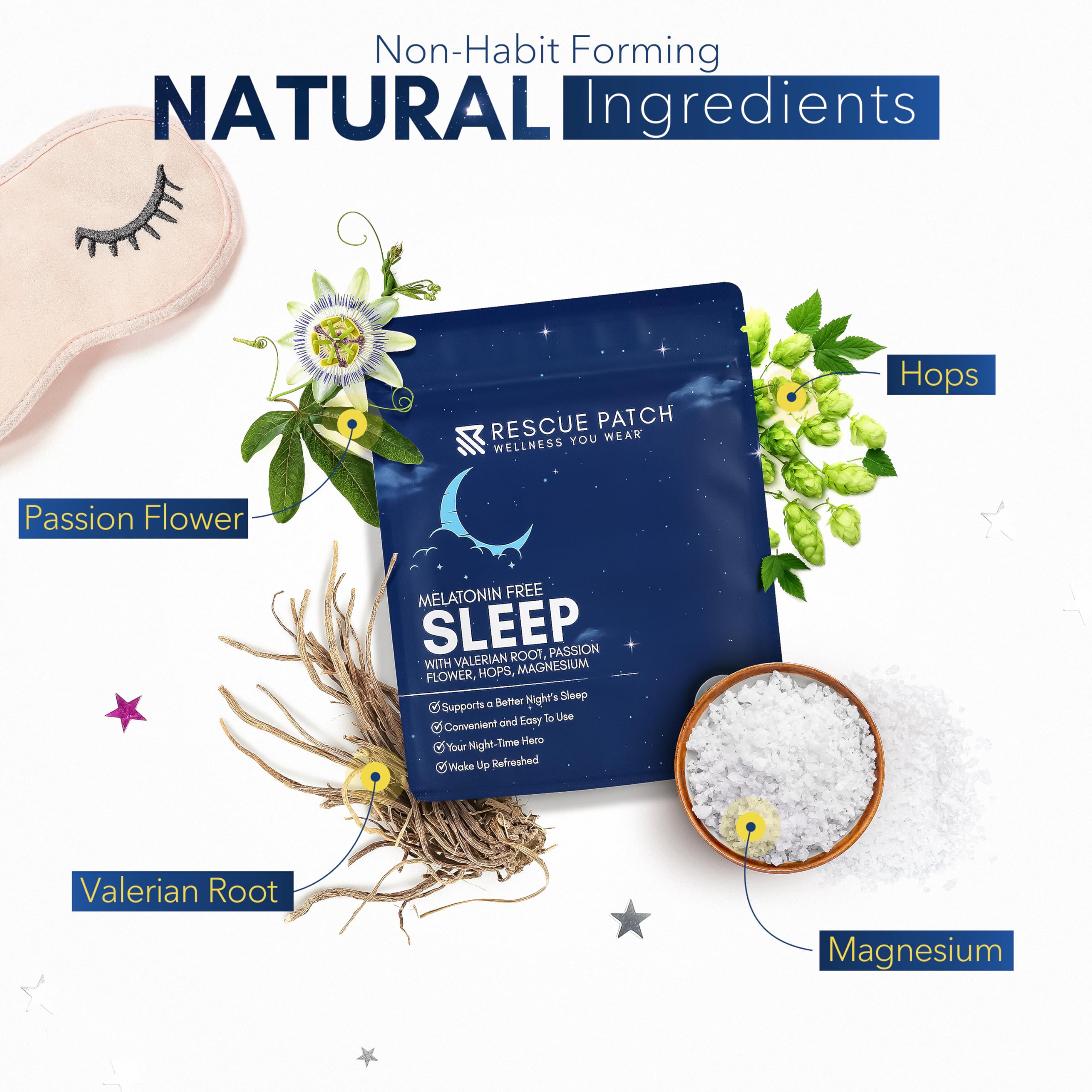Rescue Patch sleep patch on arm demonstrates discreet nightly application.