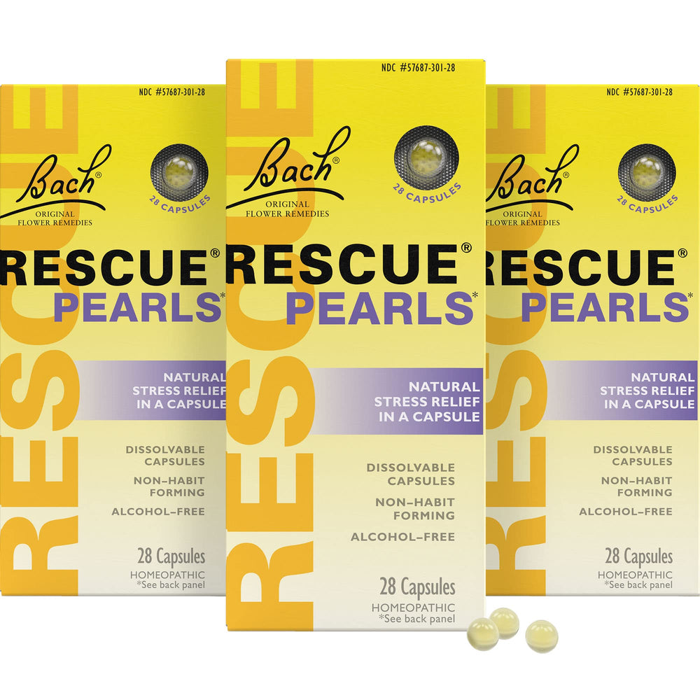 RESCUE Pearls orange vanilla quick-dissolve capsules for quick calm and focus