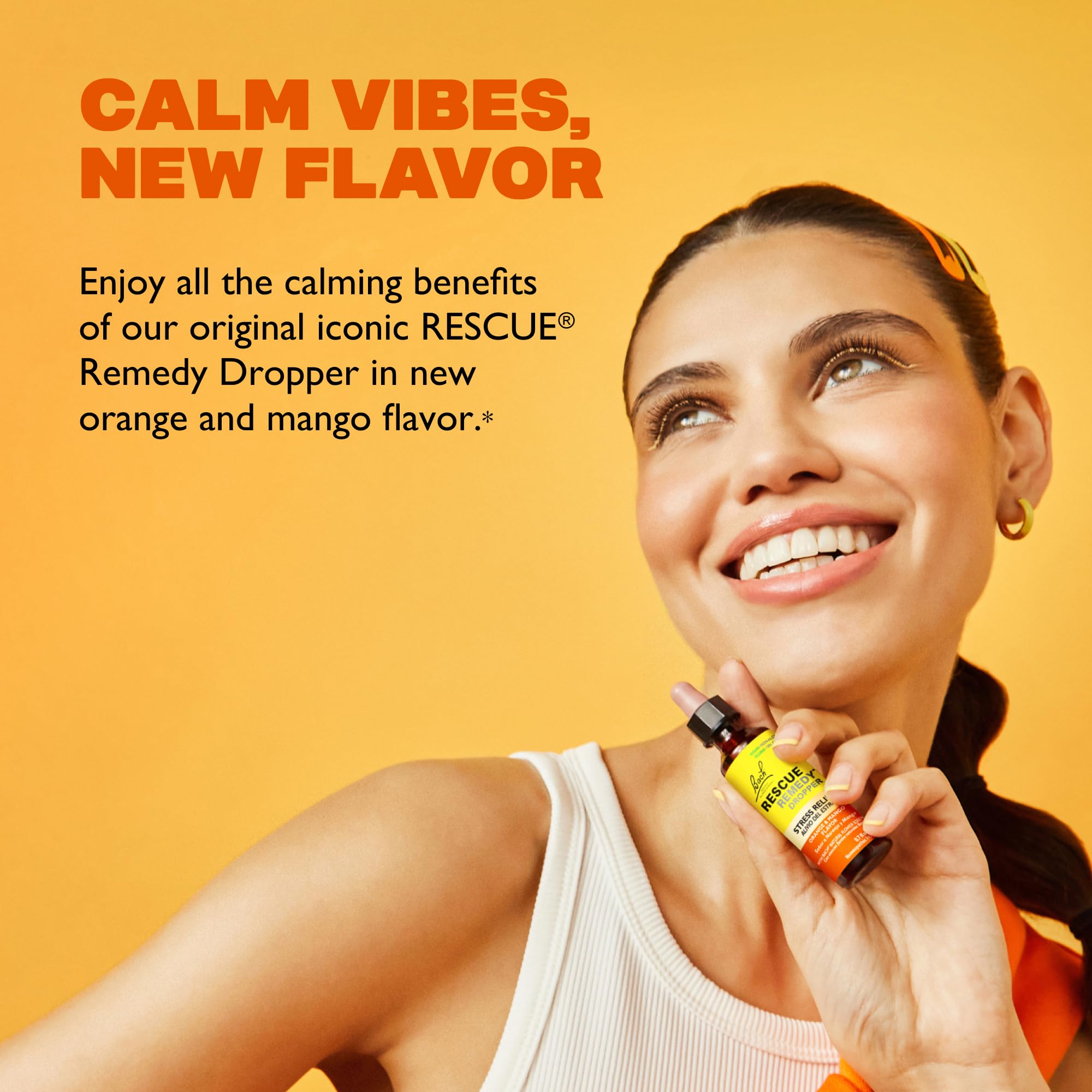 RESCUE Remedy 5-flower blend illustration emphasizing trusted homeopathic support.