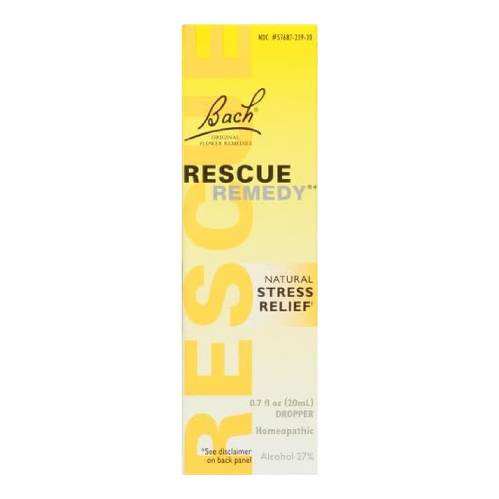 Close-up of RESCUE REMEDY dropper showing tincture for calm moments