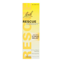 Close-up of RESCUE REMEDY dropper showing tincture for calm moments