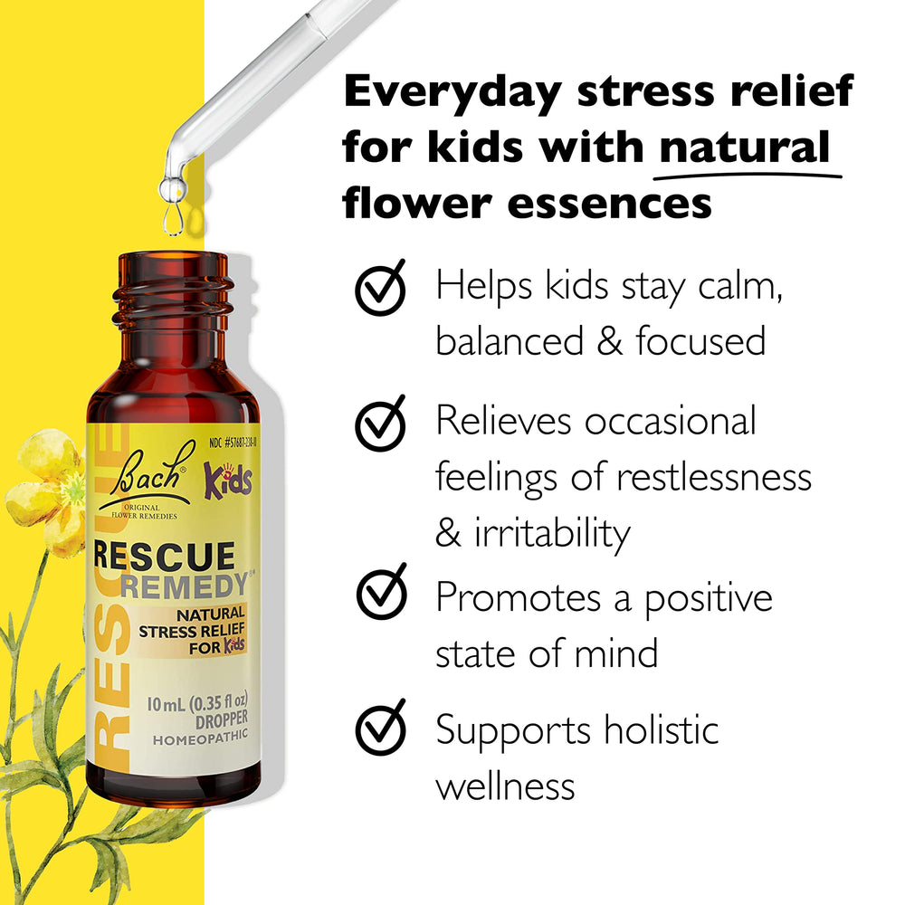 RESCUE Kids drops added to drink; easy dosing for children.
