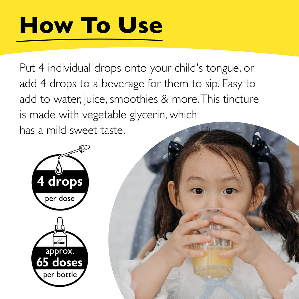 RESCUE Kids packaging shows child-friendly design and clear dosing.