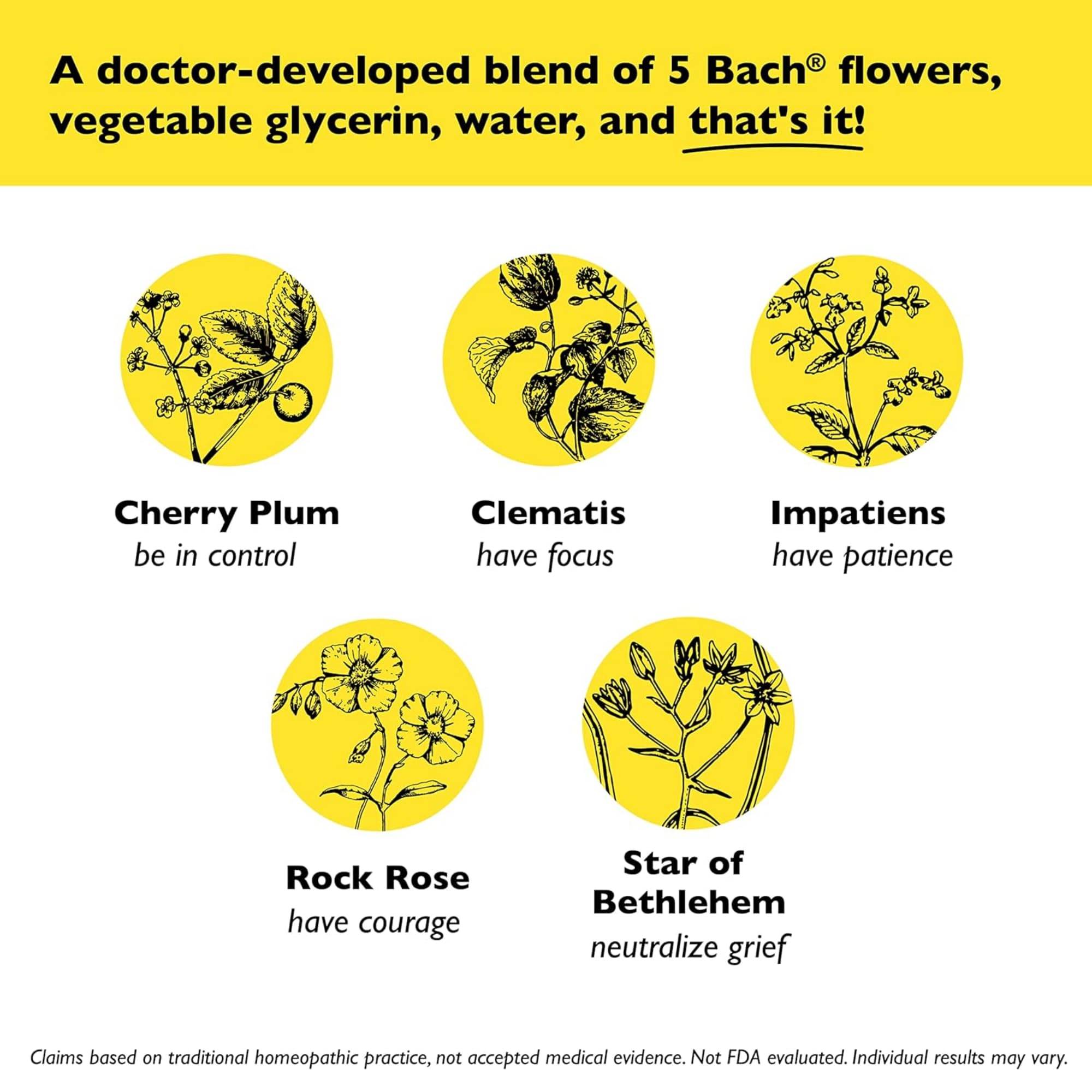 RESCUE Remedy non-alcohol formula bottle highlighted as gentle stress support.