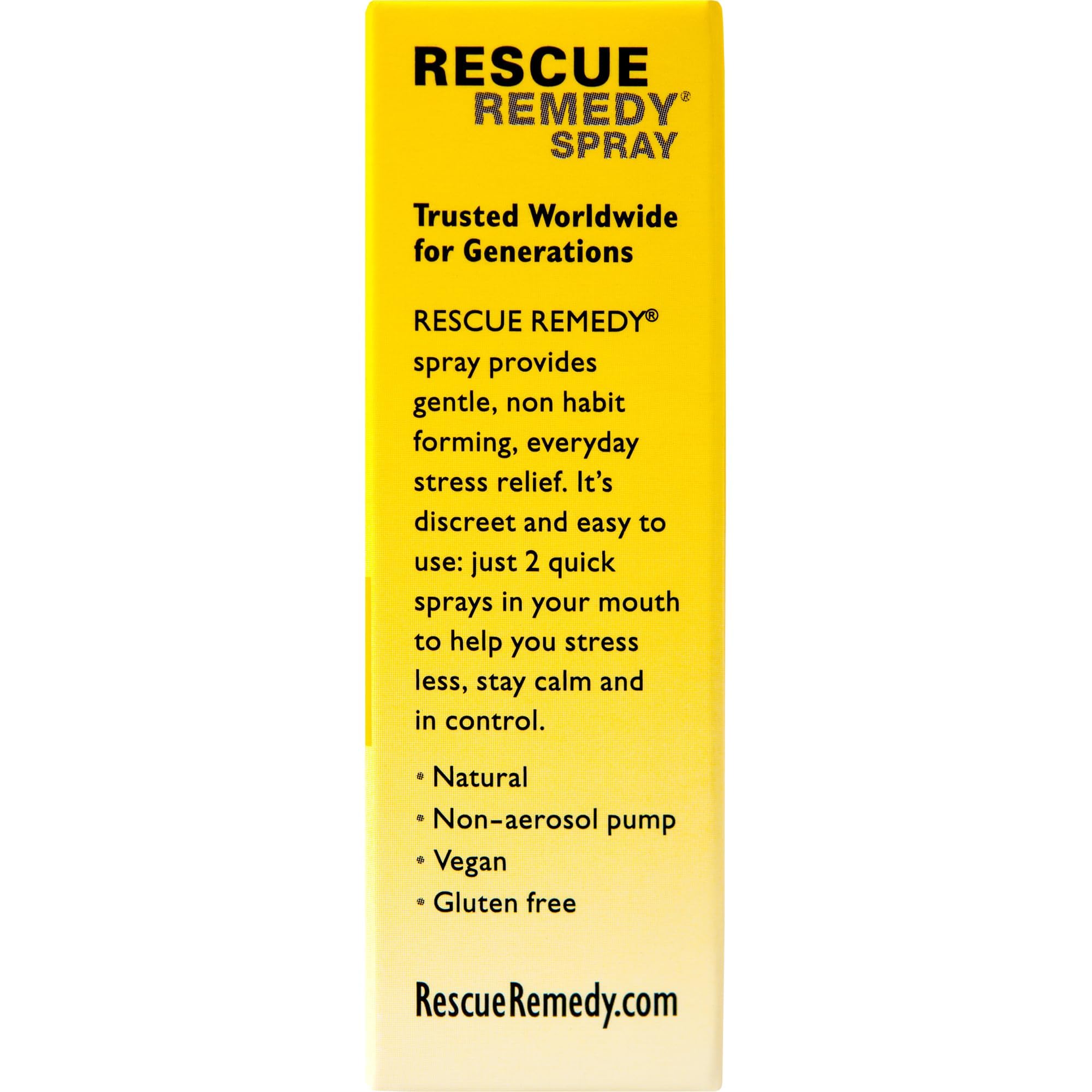 A hand holds the RESCUE REMEDY bottle for easy, convenient dosing.