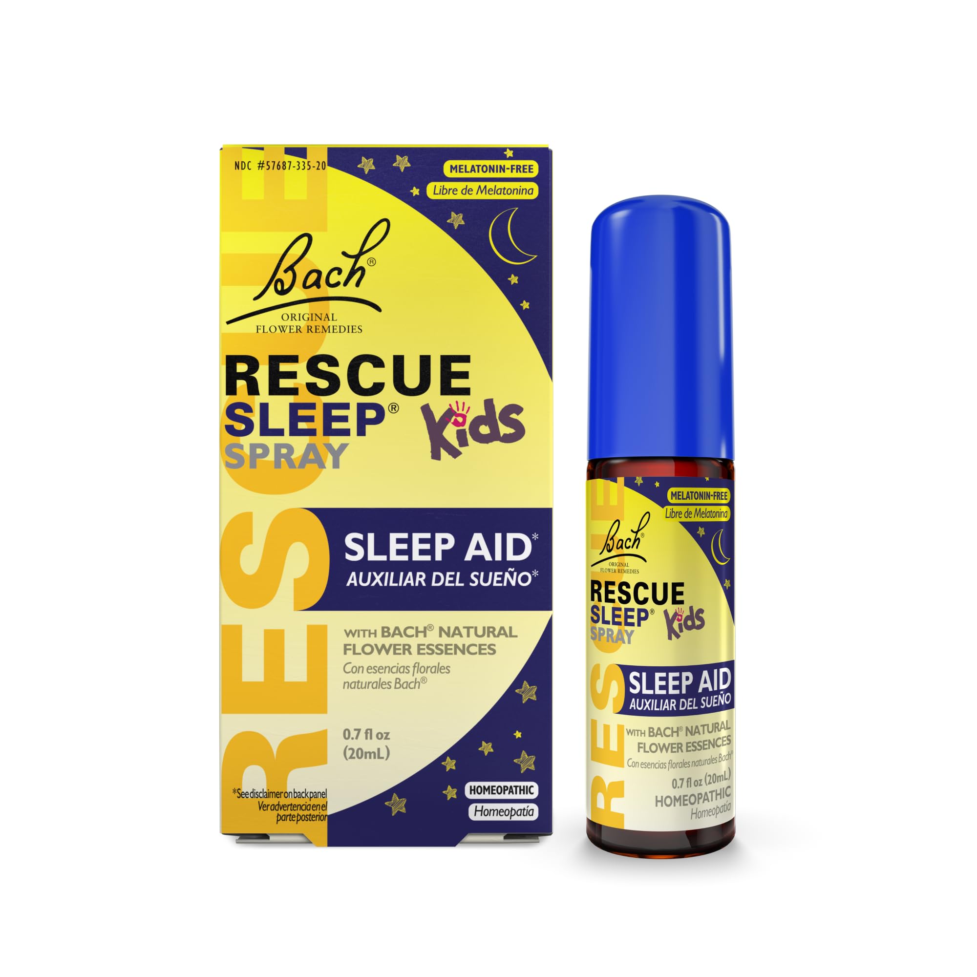 RESCUE Sleep Kids Spray bottle front view showing melatonin-free bedtime support.