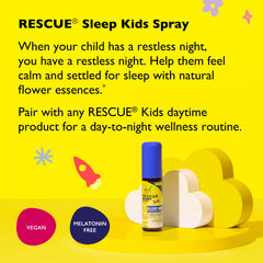 RESCUE Sleep Kids Spray on tongue illustrates gentle, non-drowsy calming ritual.