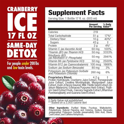 Rescue Detox ICE Cranberry being poured illustrating rapid onset potential.