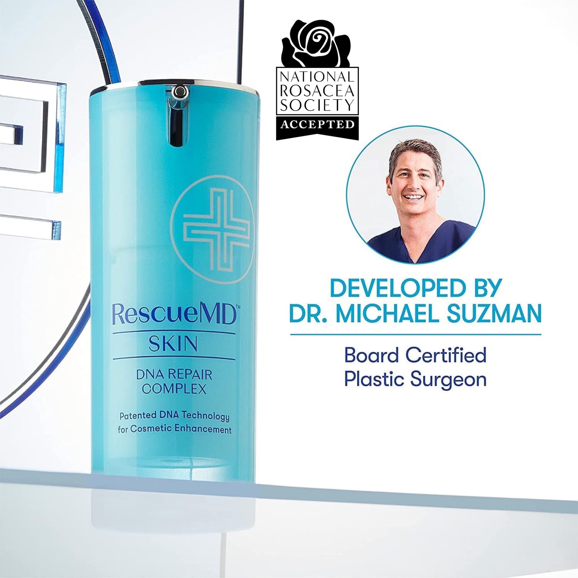 RescueMD DNA Repair Complex dropper dispense highlights precise serum application.