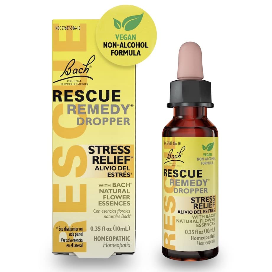 RESCUE Bach Rescue Remedy Dropper bottle close-up for gentle stress support.