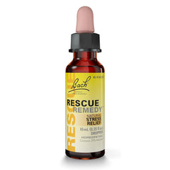 RESCUE REMEDY bottle with yellow dropper ready for on-the-go stress support.