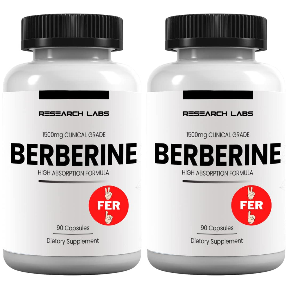 Research Labs berberine 1500mg bottle for daily metabolic support.