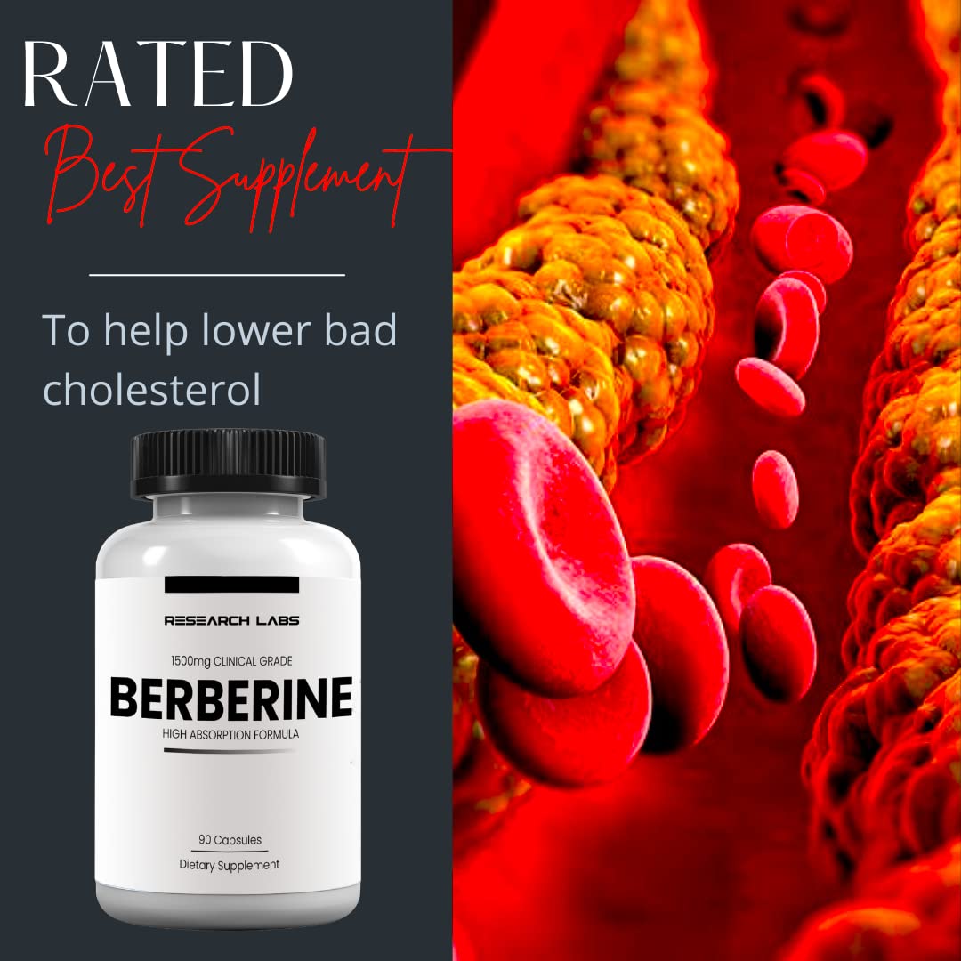 Research Labs berberine bottle closeup emphasizing purity and pharmaceutical-grade quality.
