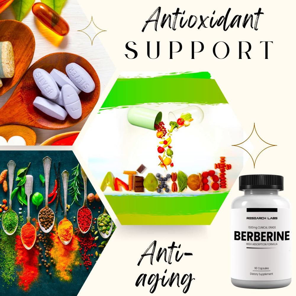 Research Labs berberine capsules lineup ready for daily routine.